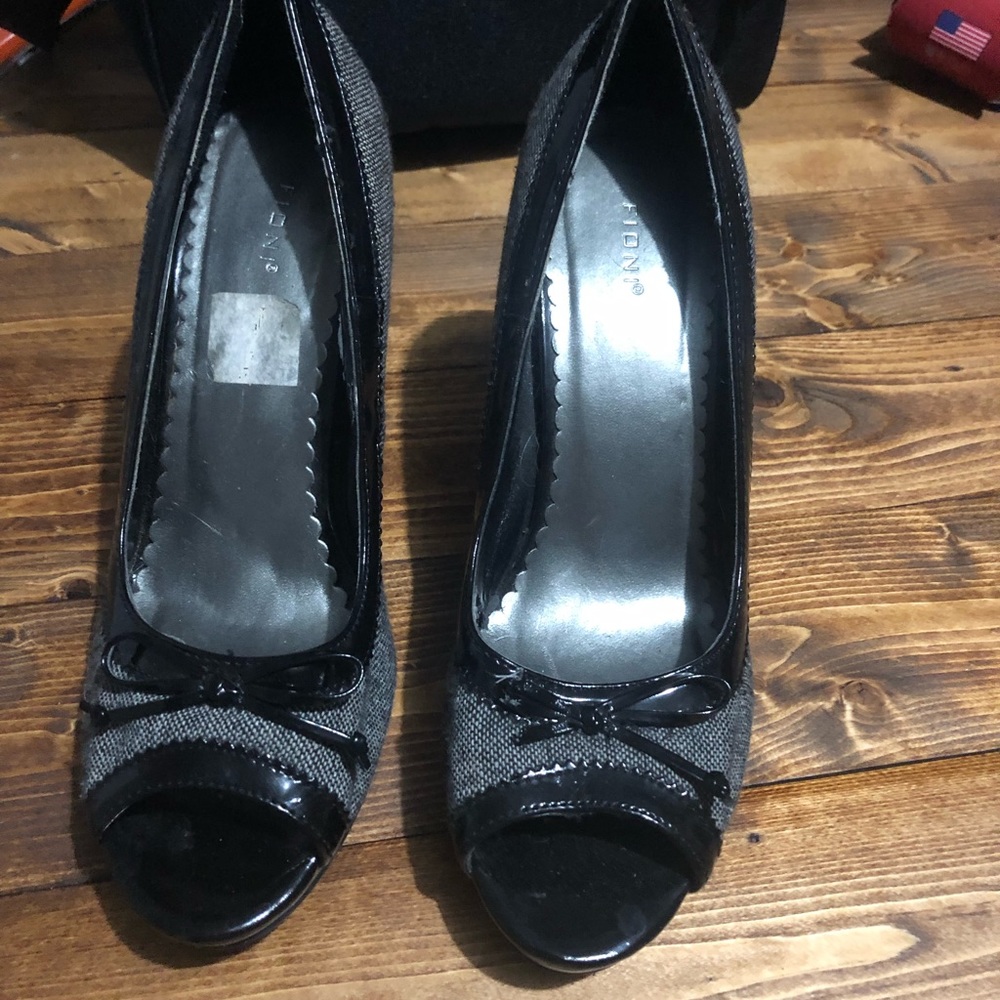 Black and grey heels